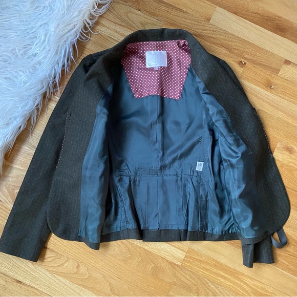 Rebecca Taylor Brown Blazer Tie Front Y2K - Picture 7 of 13